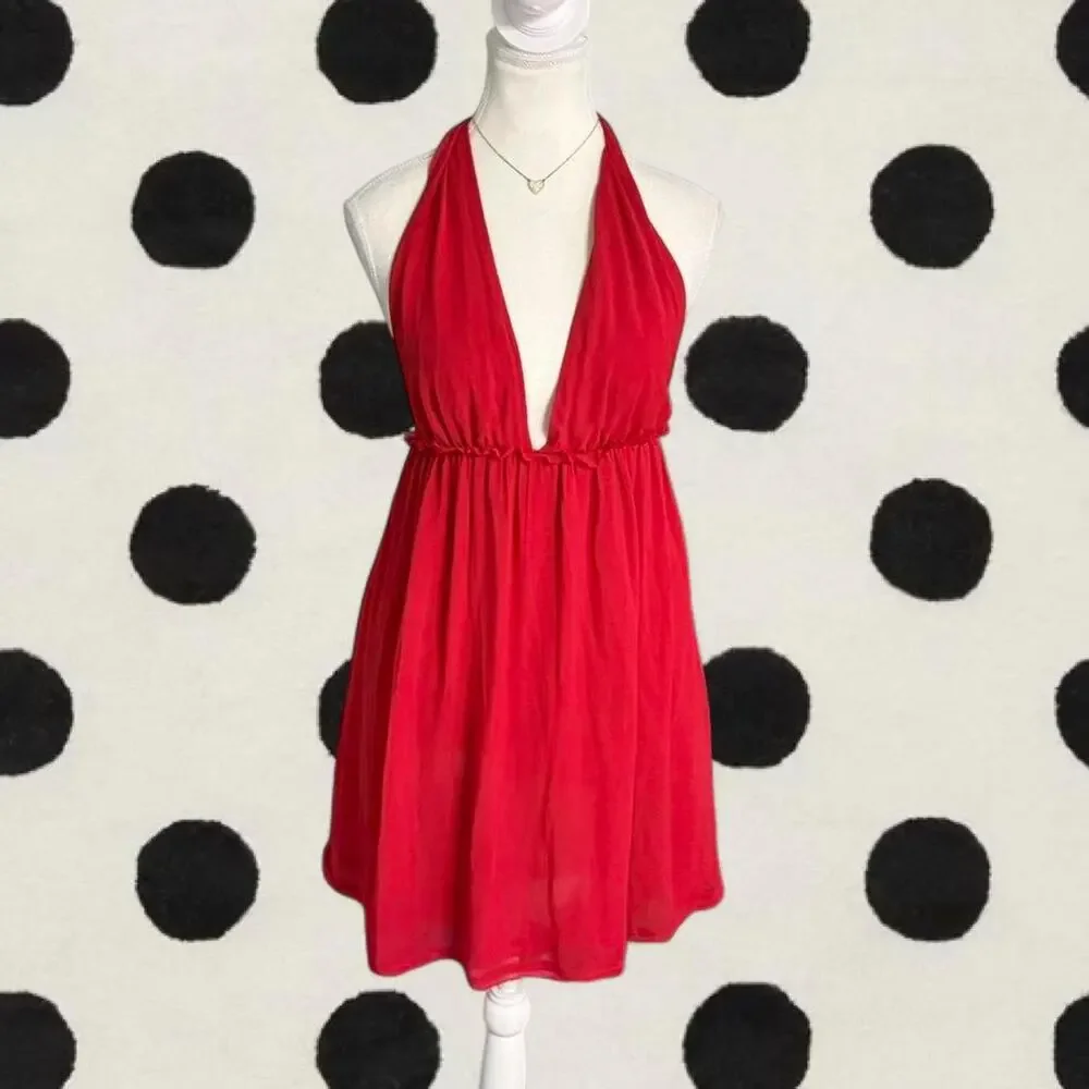 Free People ESME  Mini Red Halter Dress Size Small Party special event dress